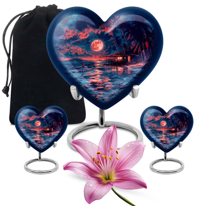 Night Beach Theme Large Urn With 2 Keepsake Urn