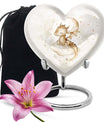 10-inch heart-shaped dragons urn, with wolf howling theme and personalized engravings, suitable for adult ashes storage.