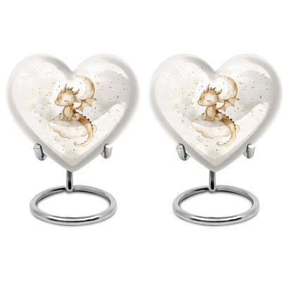 10-inch heart-shaped dragons urn, with wolf howling theme and personalized engravings, suitable for adult ashes storage.