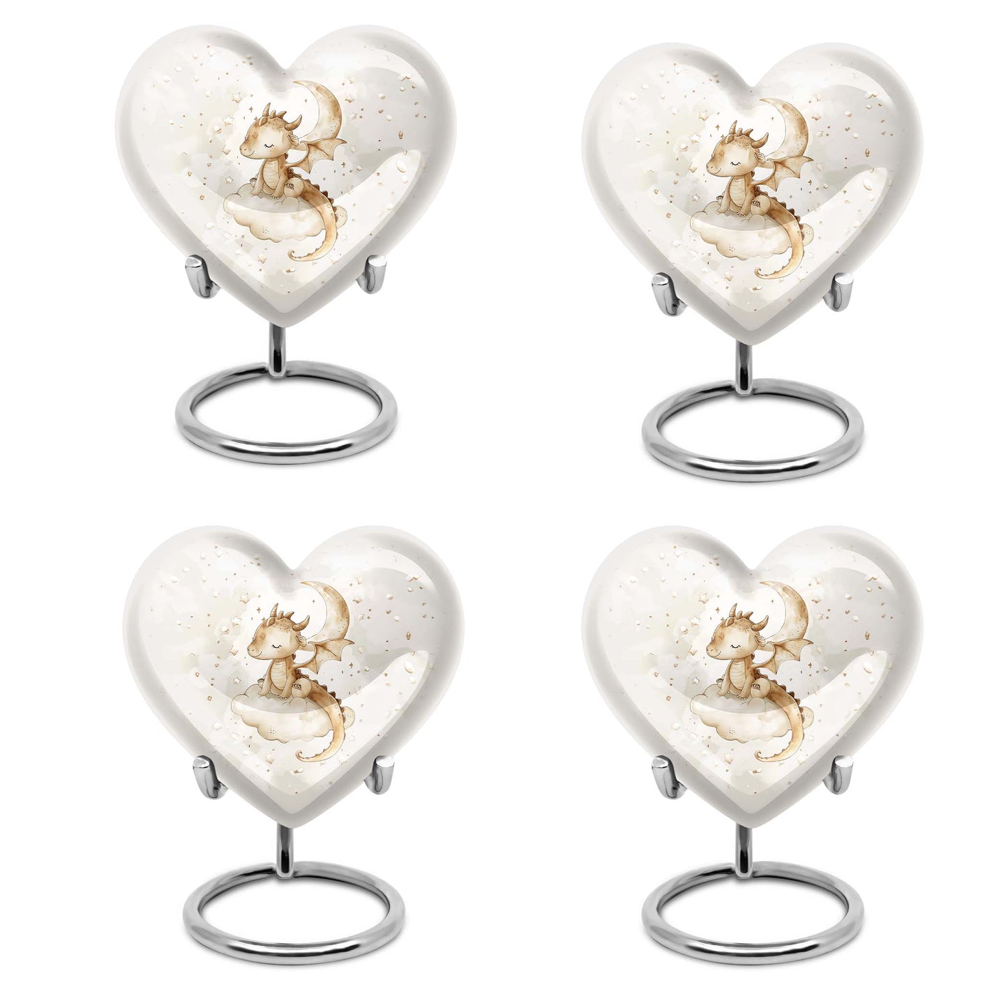 10-inch heart-shaped dragons urn, with wolf howling theme and personalized engravings, suitable for adult ashes storage.