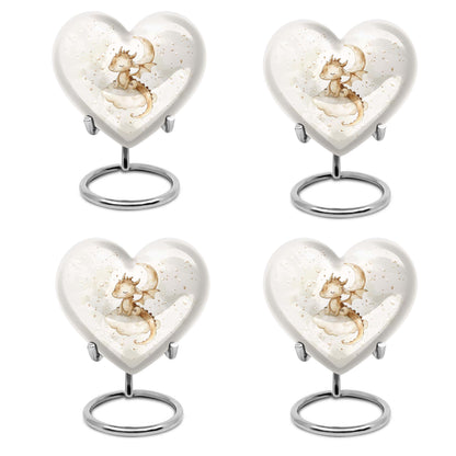 10-inch heart-shaped dragons urn, with wolf howling theme and personalized engravings, suitable for adult ashes storage.