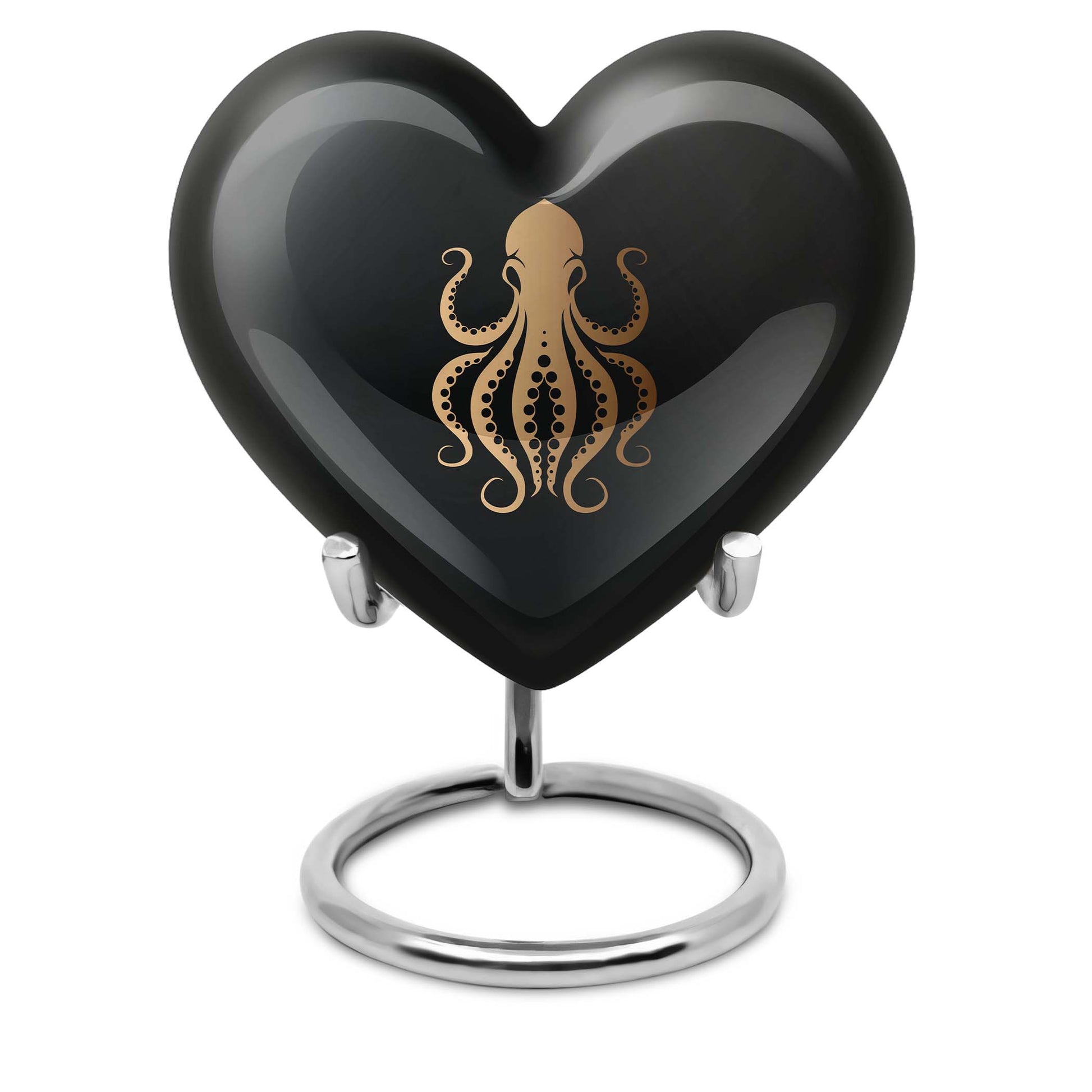 10-inch heart-shaped octopus Urn, wolf theme, crafted from Aluminium for women's ashes