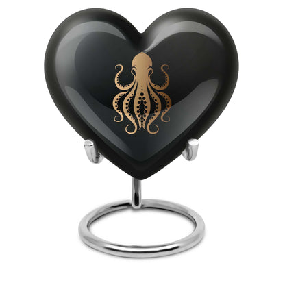 10-inch heart-shaped octopus Urn, wolf theme, crafted from Aluminium for women's ashes