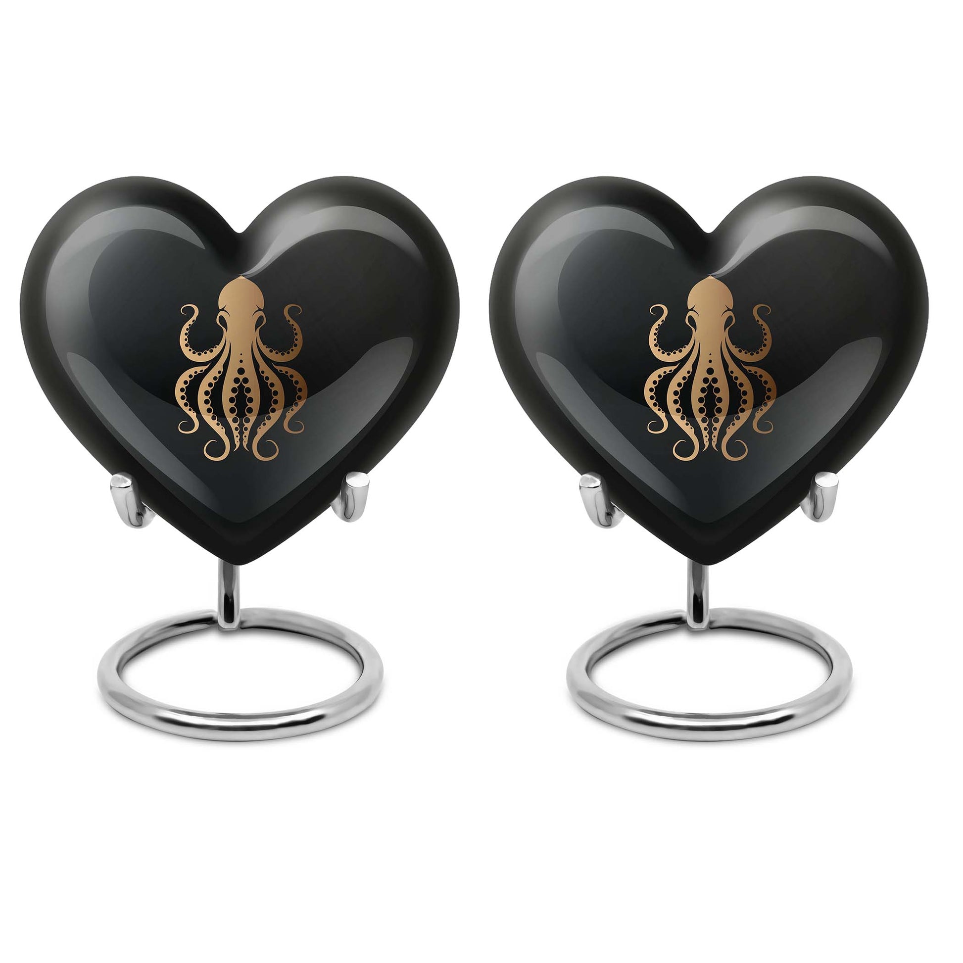 10-inch heart-shaped octopus Urn, wolf theme, crafted from Aluminium for women's ashes