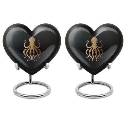 10-inch heart-shaped octopus Urn, wolf theme, crafted from Aluminium for women's ashes