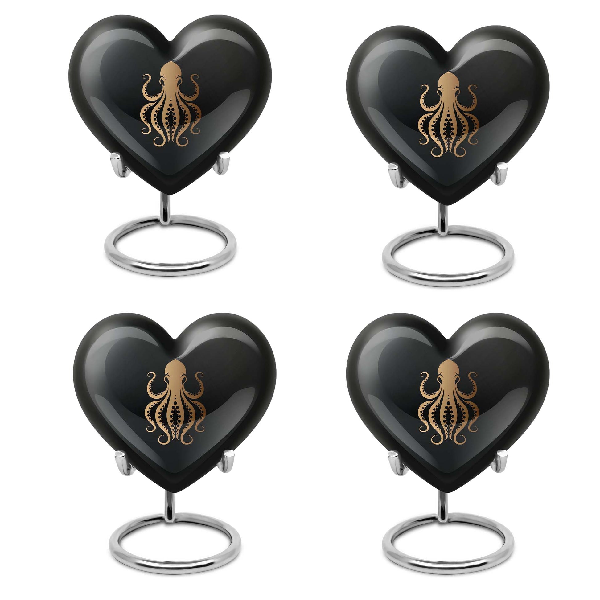 10-inch heart-shaped octopus Urn, wolf theme, crafted from Aluminium for women's ashes