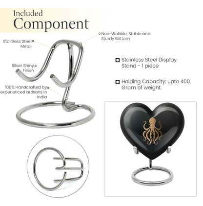 10-inch heart-shaped octopus Urn, wolf theme, crafted from Aluminium for women's ashes
