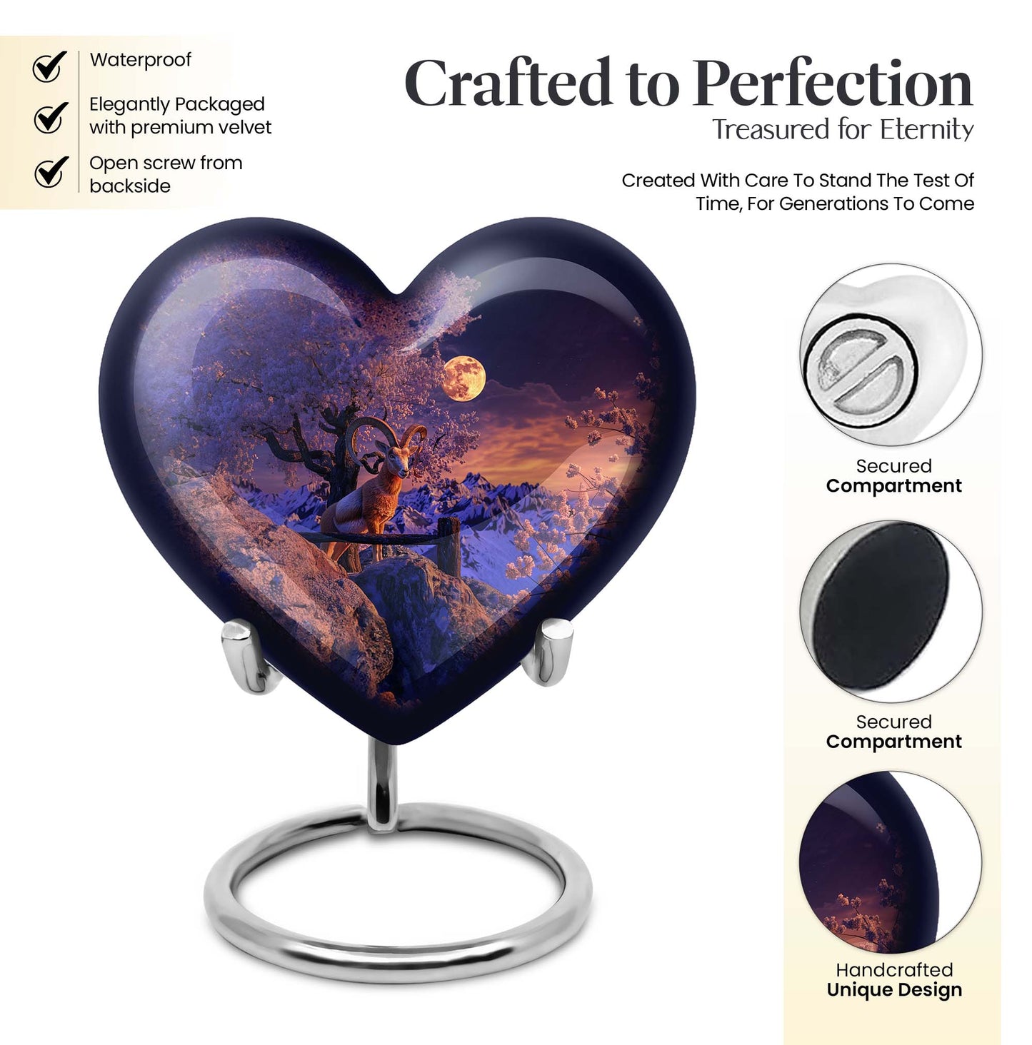 heart goat urn