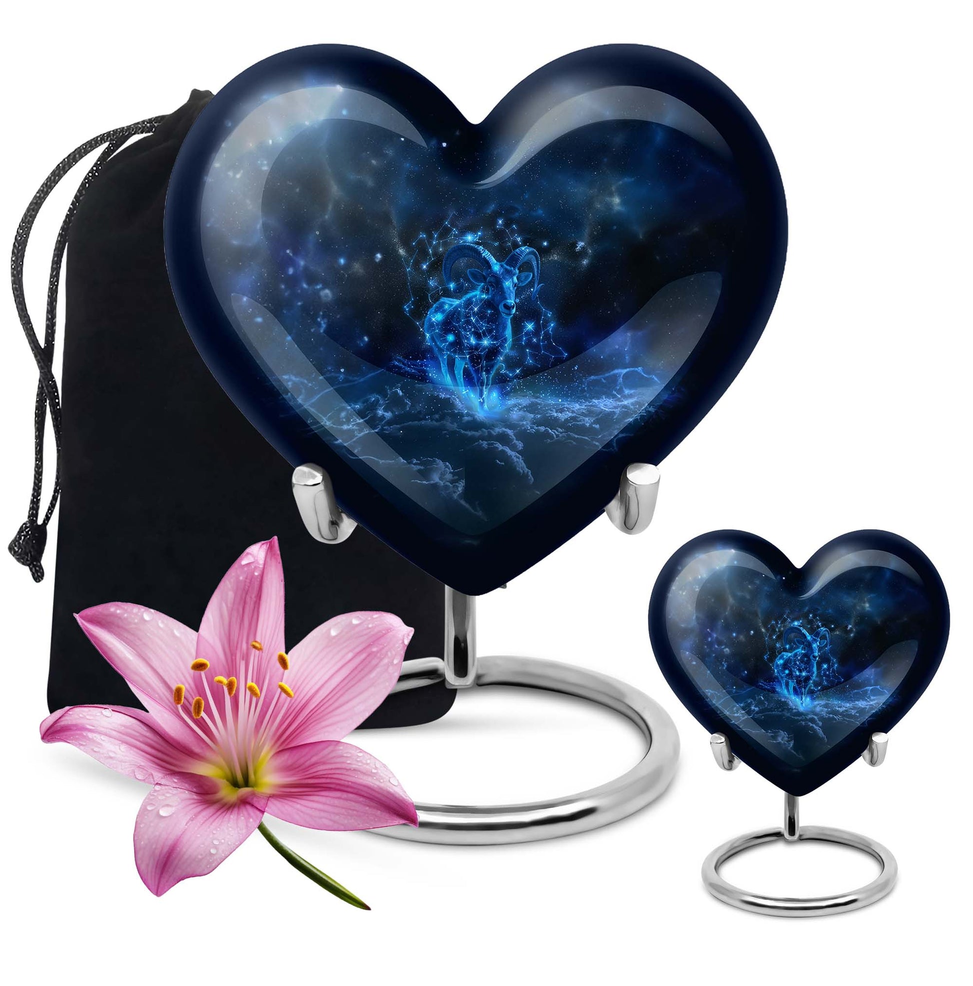 Goat Theme Large Urn With 1 Keepsake Urn