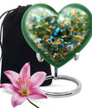 10-inch Heart-shaped Butterfly Cremation Urn