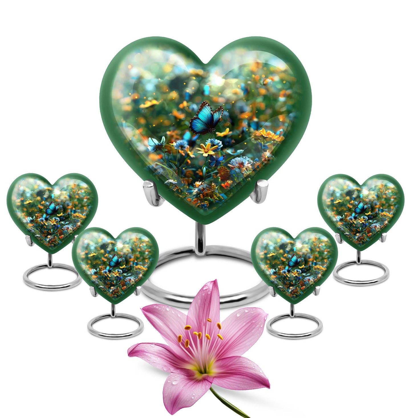 10-inch Heart-shaped Butterfly Cremation Urn