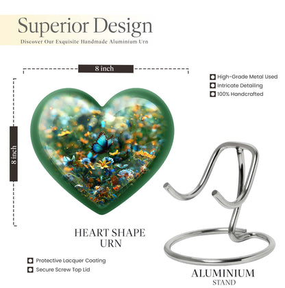 10-inch Heart-shaped Butterfly Cremation Urn