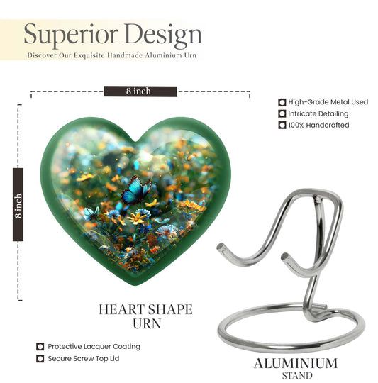 10-inch Heart-shaped Butterfly Cremation Urn