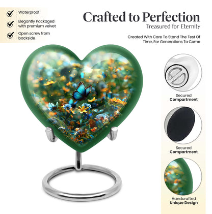 10-inch Heart-shaped Butterfly Cremation Urn