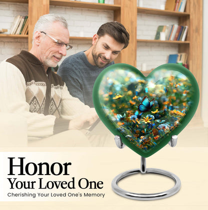 10-inch Heart-shaped Butterfly Cremation Urn