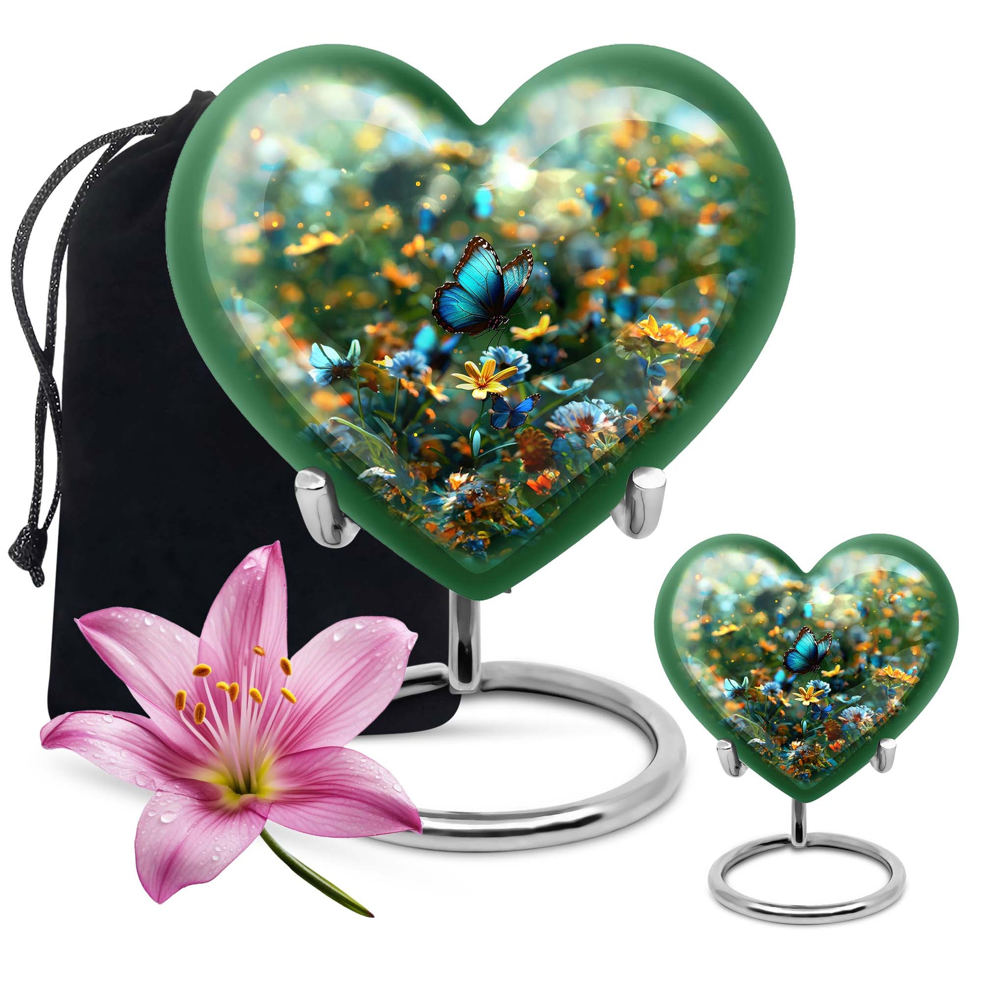 Butterfly Theme Large Urn With 1 Keepsake Urn