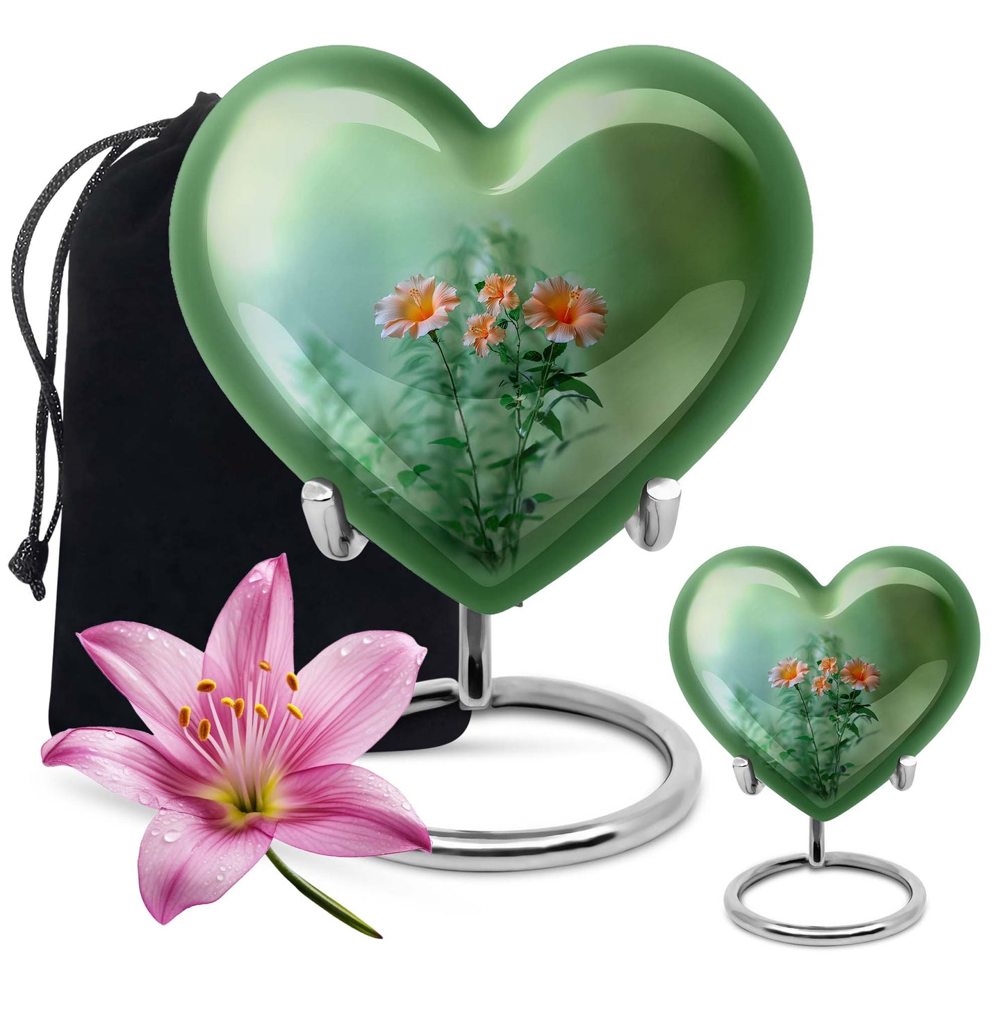 heart-shaped flowers Urn