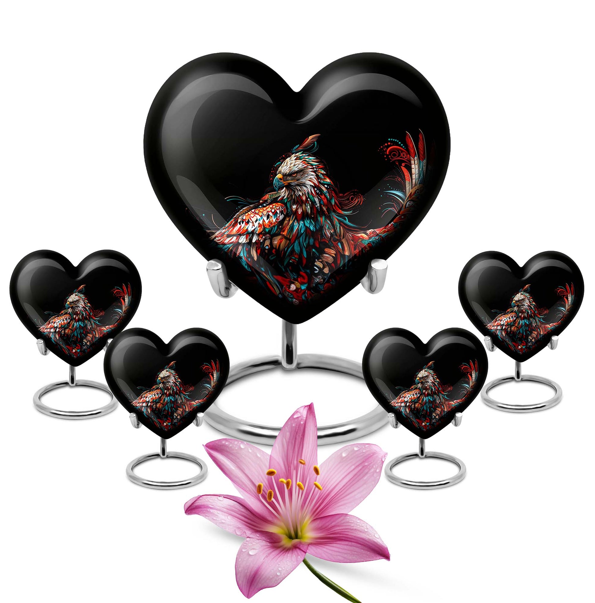 Eagle Theme Large Urn With 4 Keepsake Urn