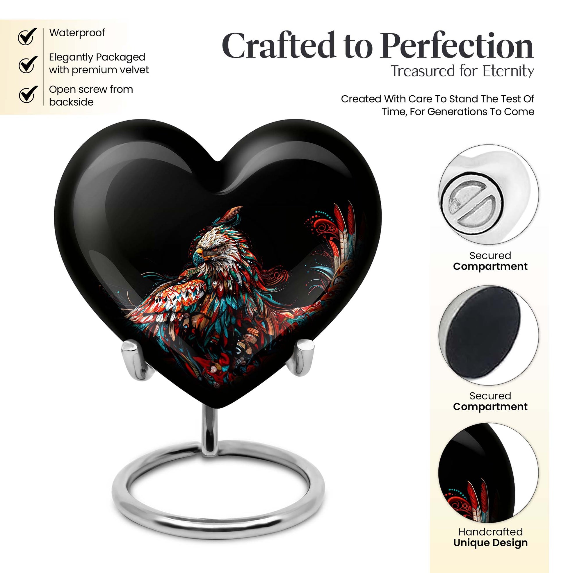heart-shaped eagle memorial urn