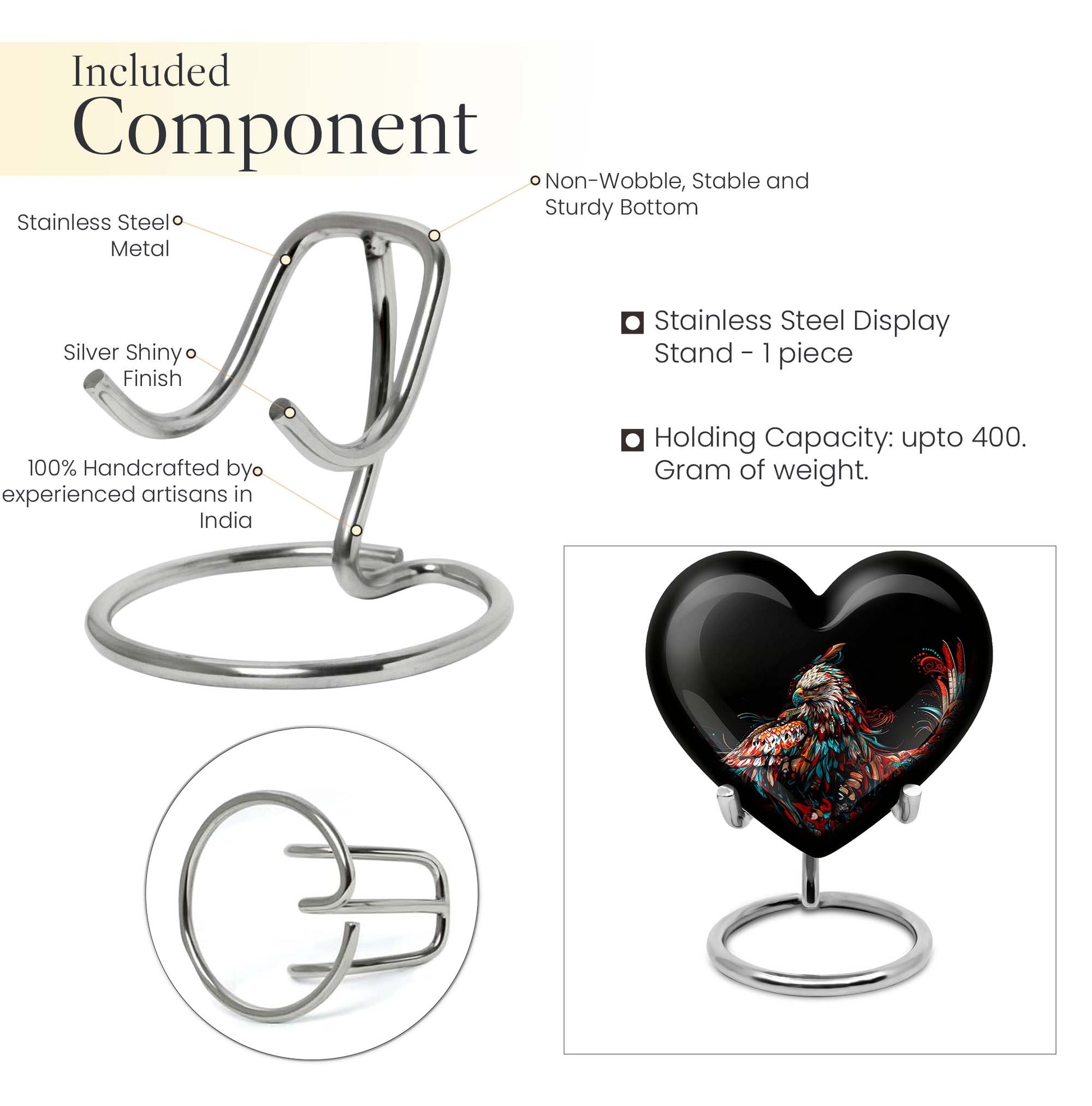 heart-shaped eagle memorial urn