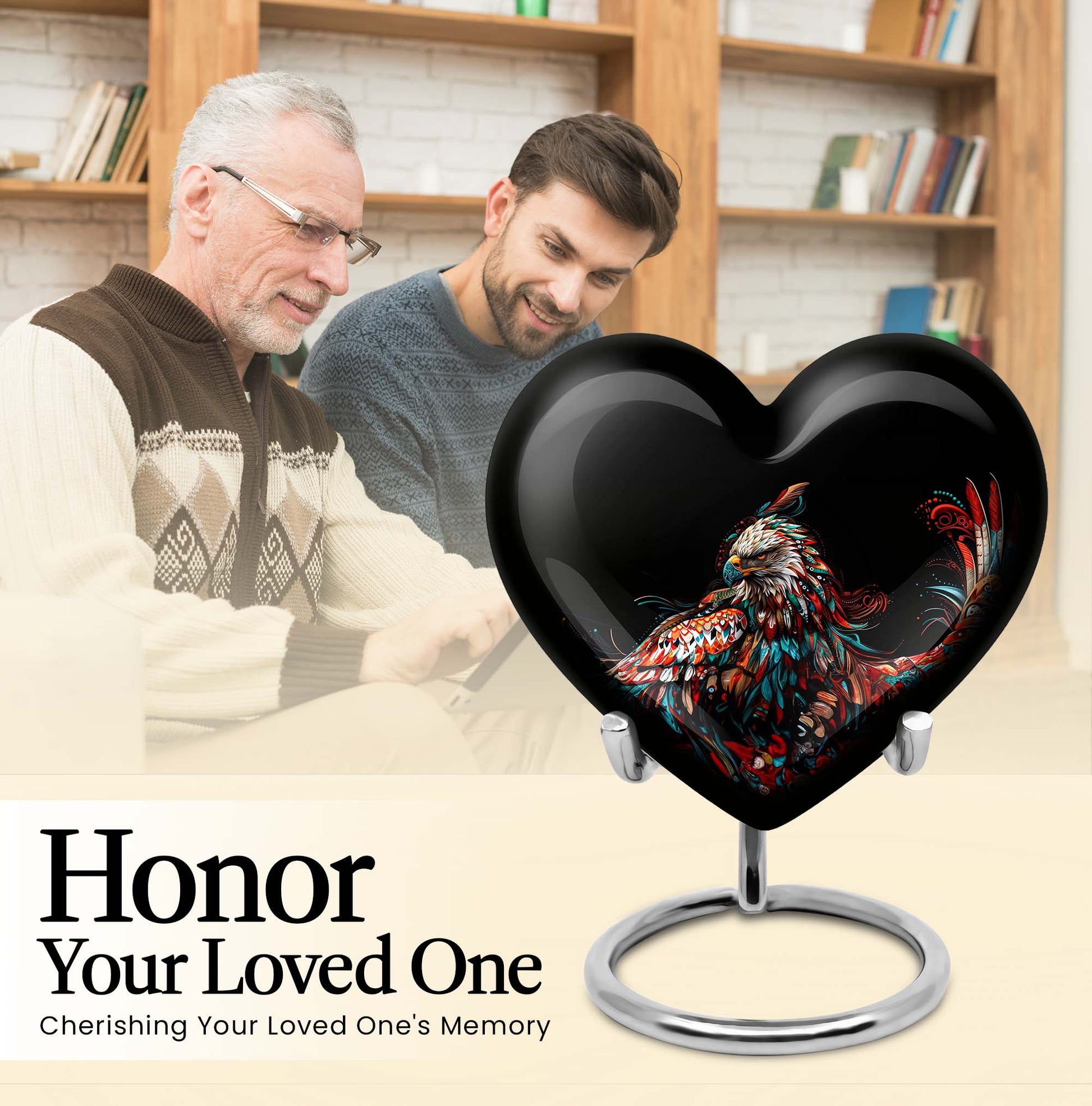 heart-shaped eagle memorial urn