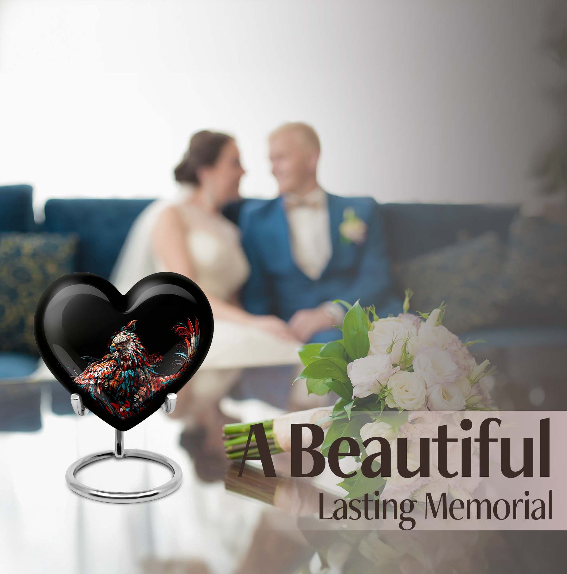 heart-shaped eagle memorial urn