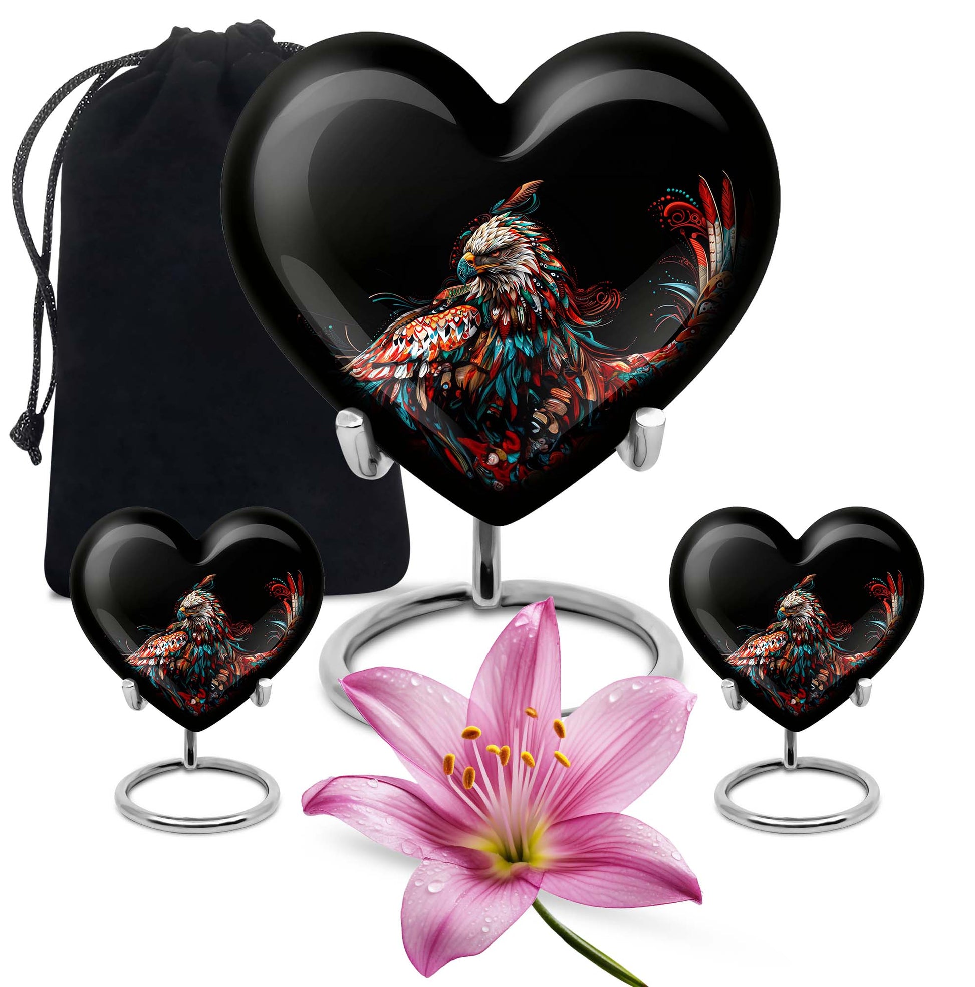 heart-shaped eagle memorial urn