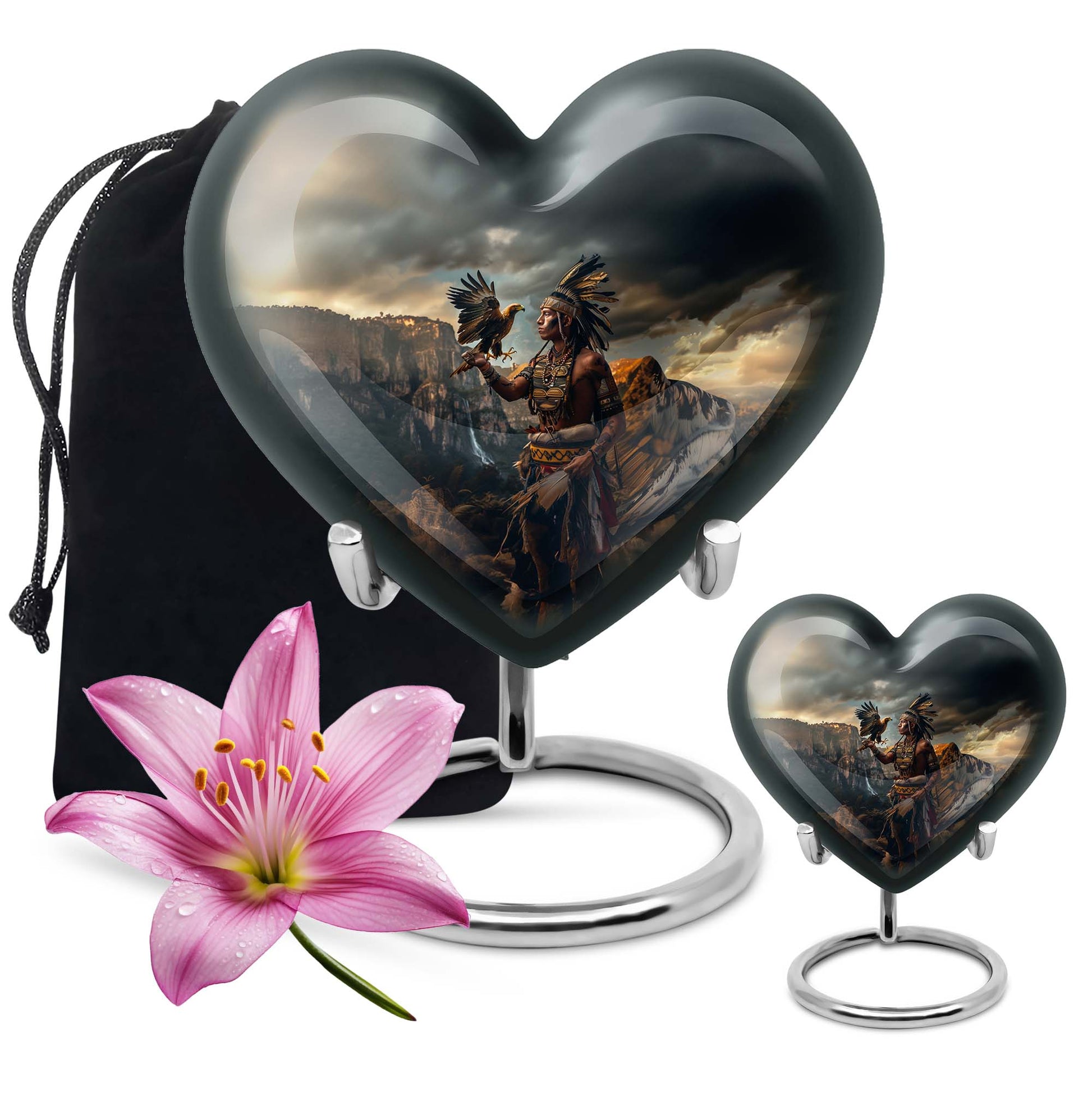 Tribe Man Theme Large Urn With 1 Keepsake Urn