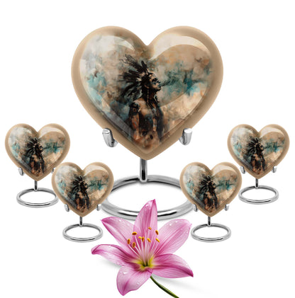 Tribe Man Theme Large Urn With 4 Keepsake Urn