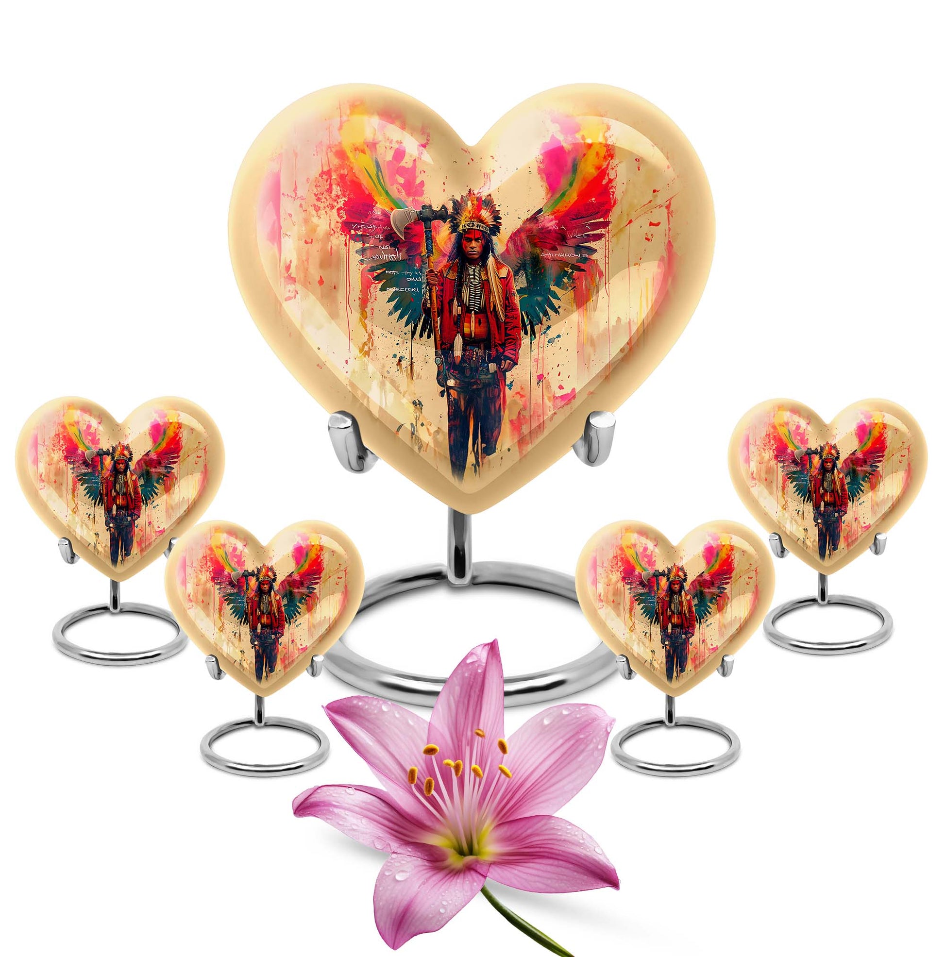 Tribe Man Theme Large Urn With 4 Keepsake Urn