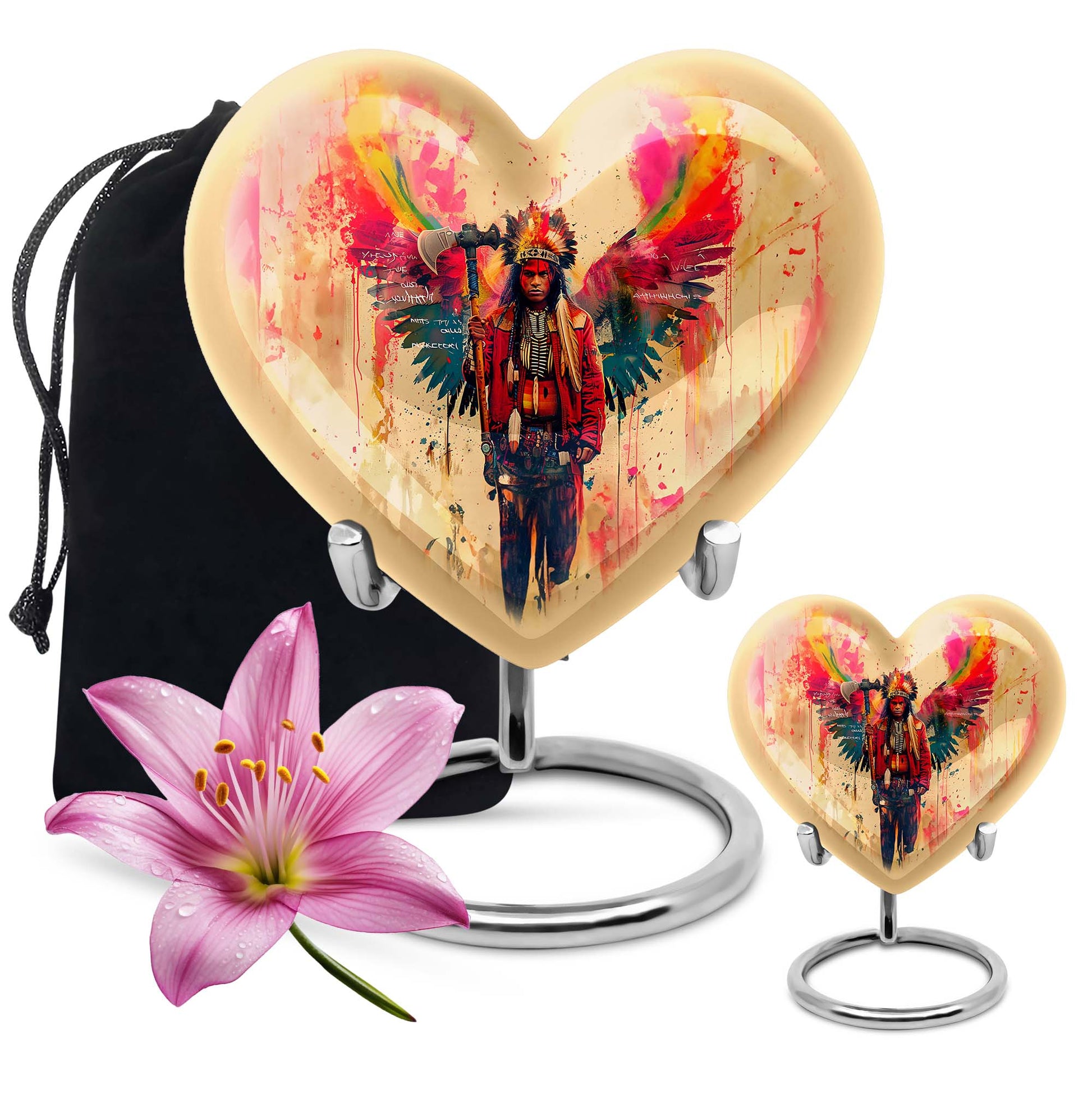 Tribe Man Theme Large Urn With 1 Keepsake Urn