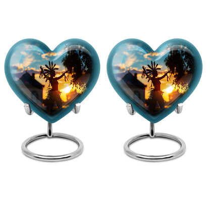 Tribe Man urn, heart-shaped funeral urn