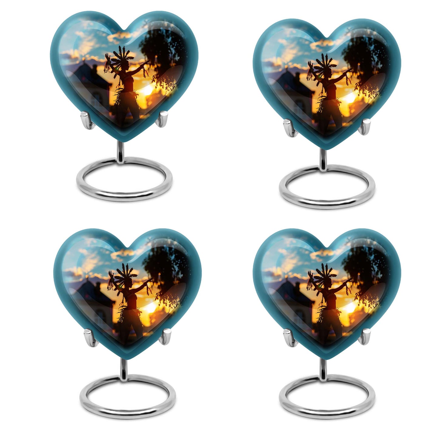 Tribe Man urn, heart-shaped funeral urn