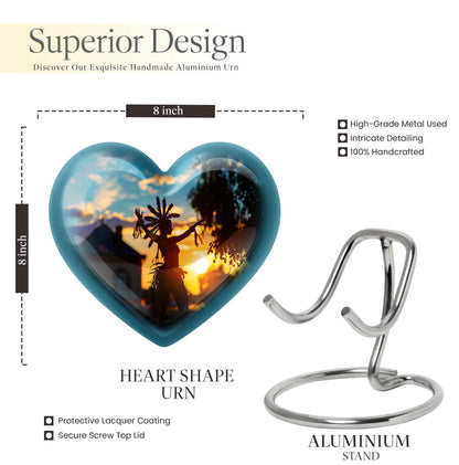 Tribe Man urn, heart-shaped funeral urn