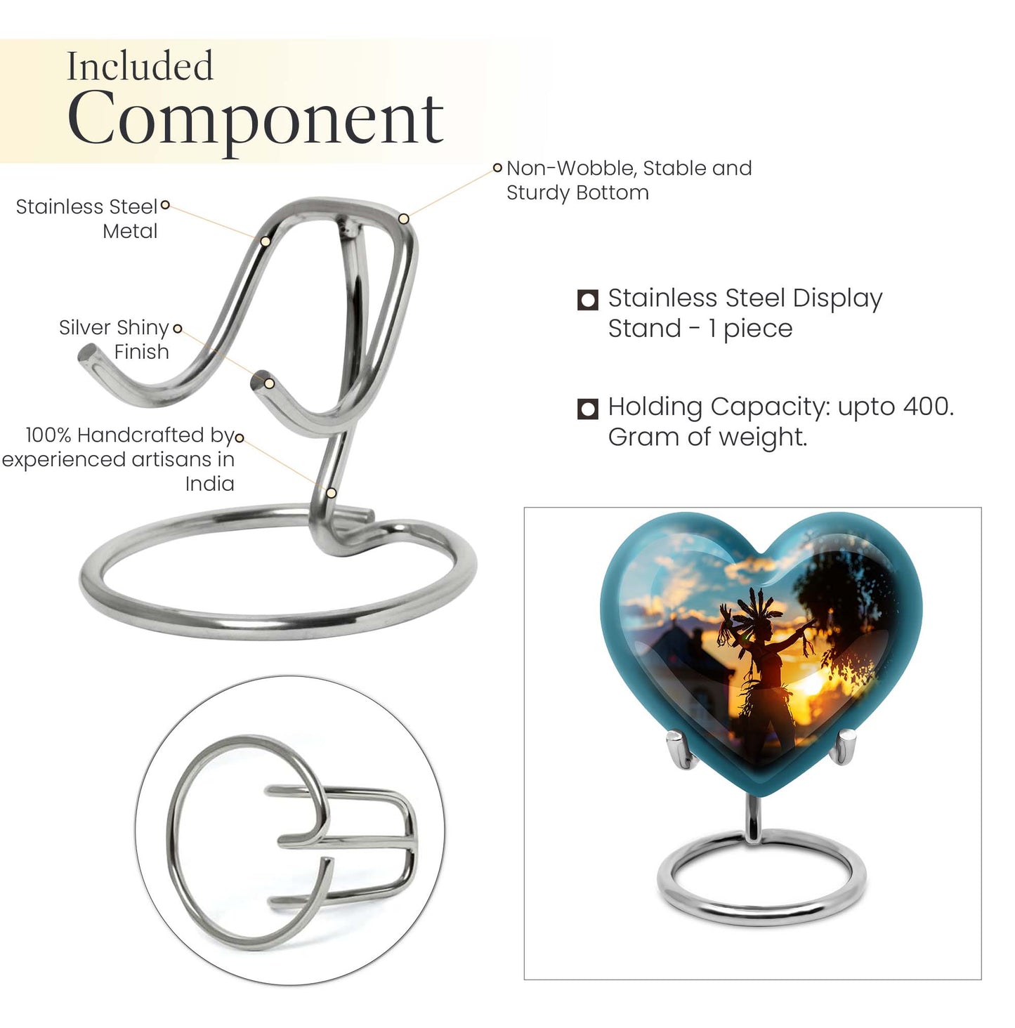 Tribe Man urn, heart-shaped funeral urn