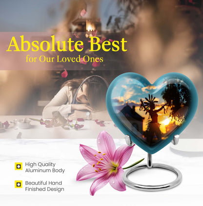 Tribe Man urn, heart-shaped funeral urn