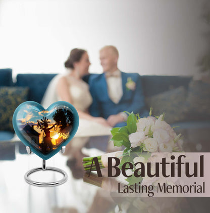 Tribe Man urn, heart-shaped funeral urn