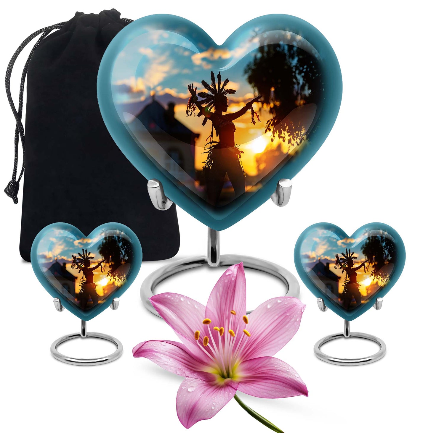 Tribe Man urn, heart-shaped funeral urn