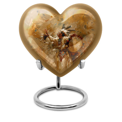 10-inch Heart Urn with Wolf Howling theme and customizable 