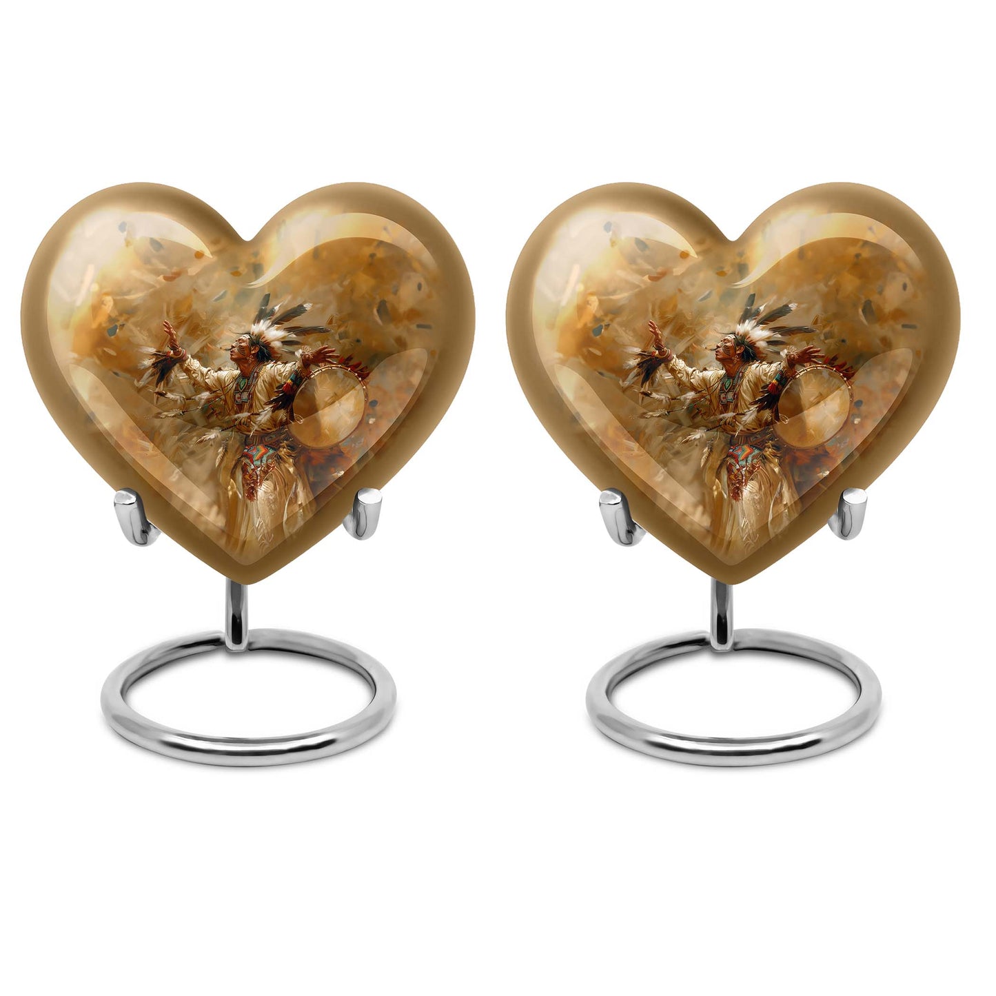 10-inch Heart Urn with Wolf Howling theme and customizable 