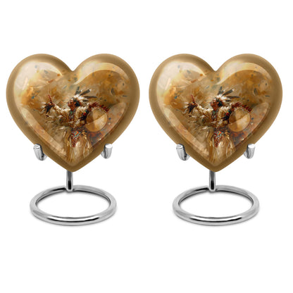 10-inch Heart Urn with Wolf Howling theme and customizable 