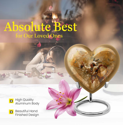 10-inch Heart Urn with Wolf Howling theme and customizable 