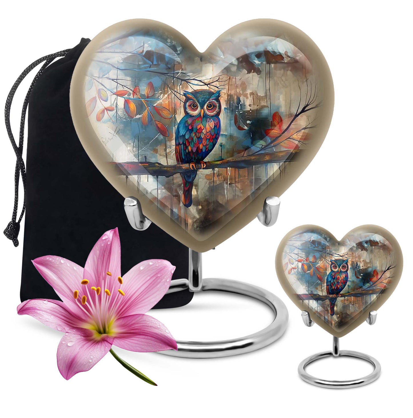 Owl Urn designed as Heart Urn