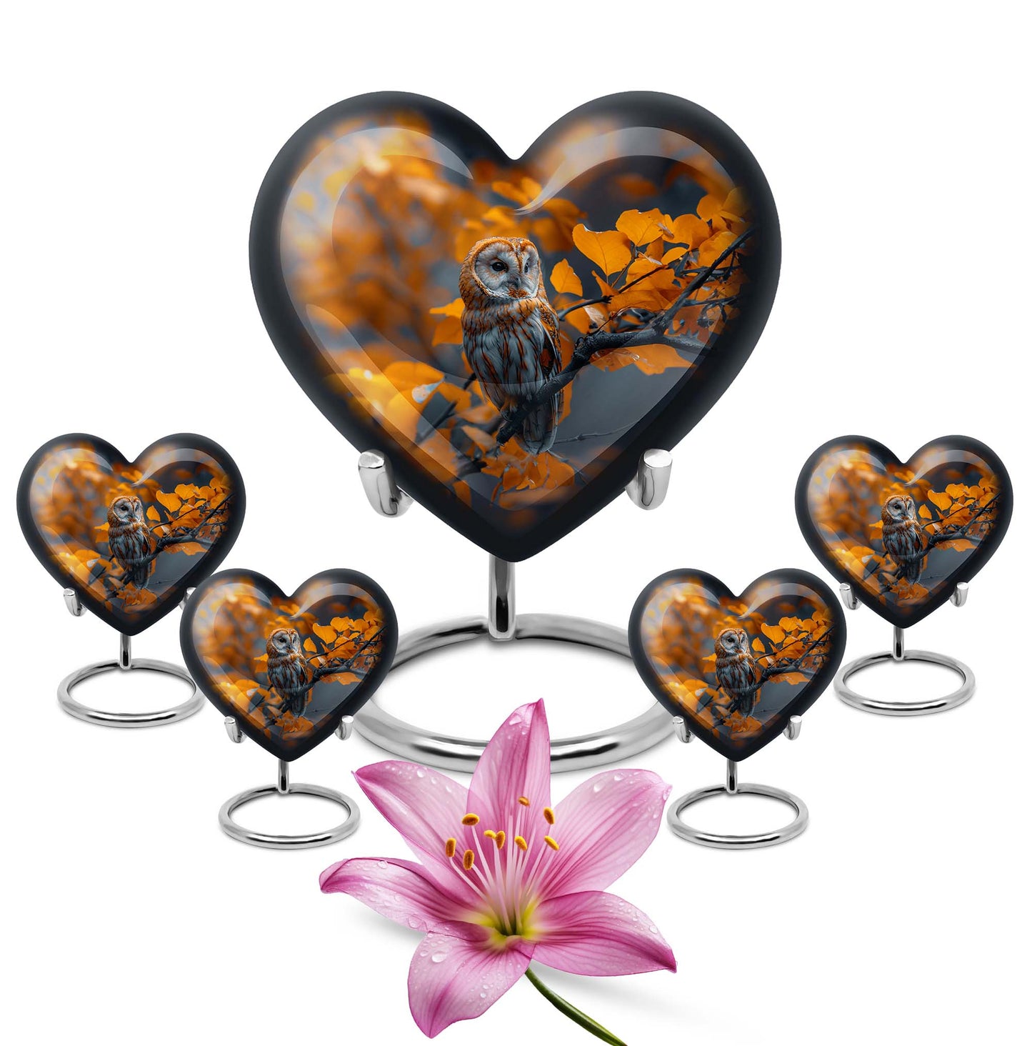 Owl Theme Large Urn With 4 Keepsake Urn