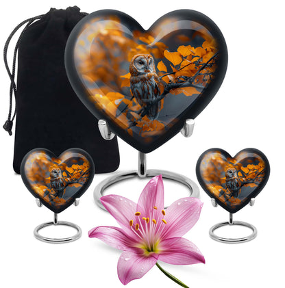 Owl Theme Large Urn With 2 Keepsake Urn