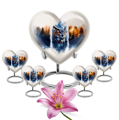 Owl Theme Large Urn With 4 Keepsake Urn
