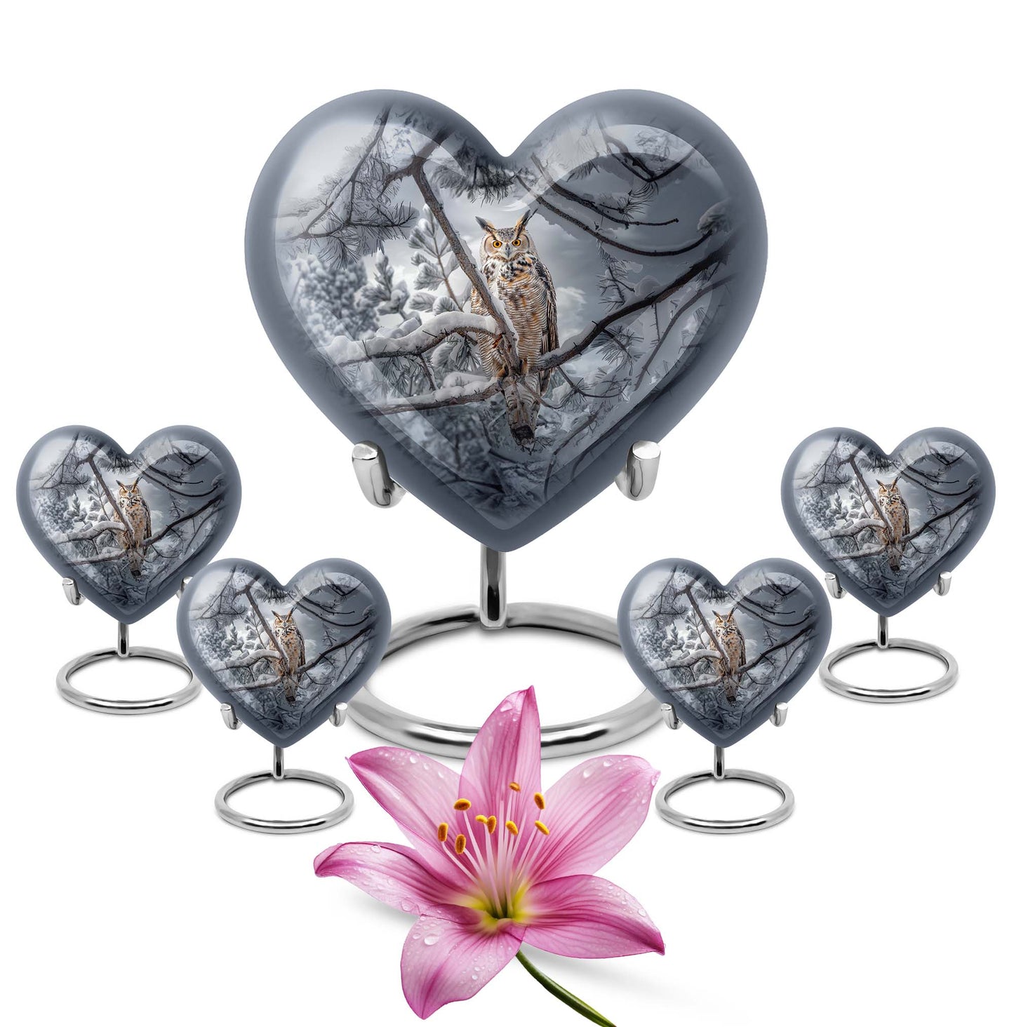 Owl Theme Large Urn With 4 Keepsake Urn