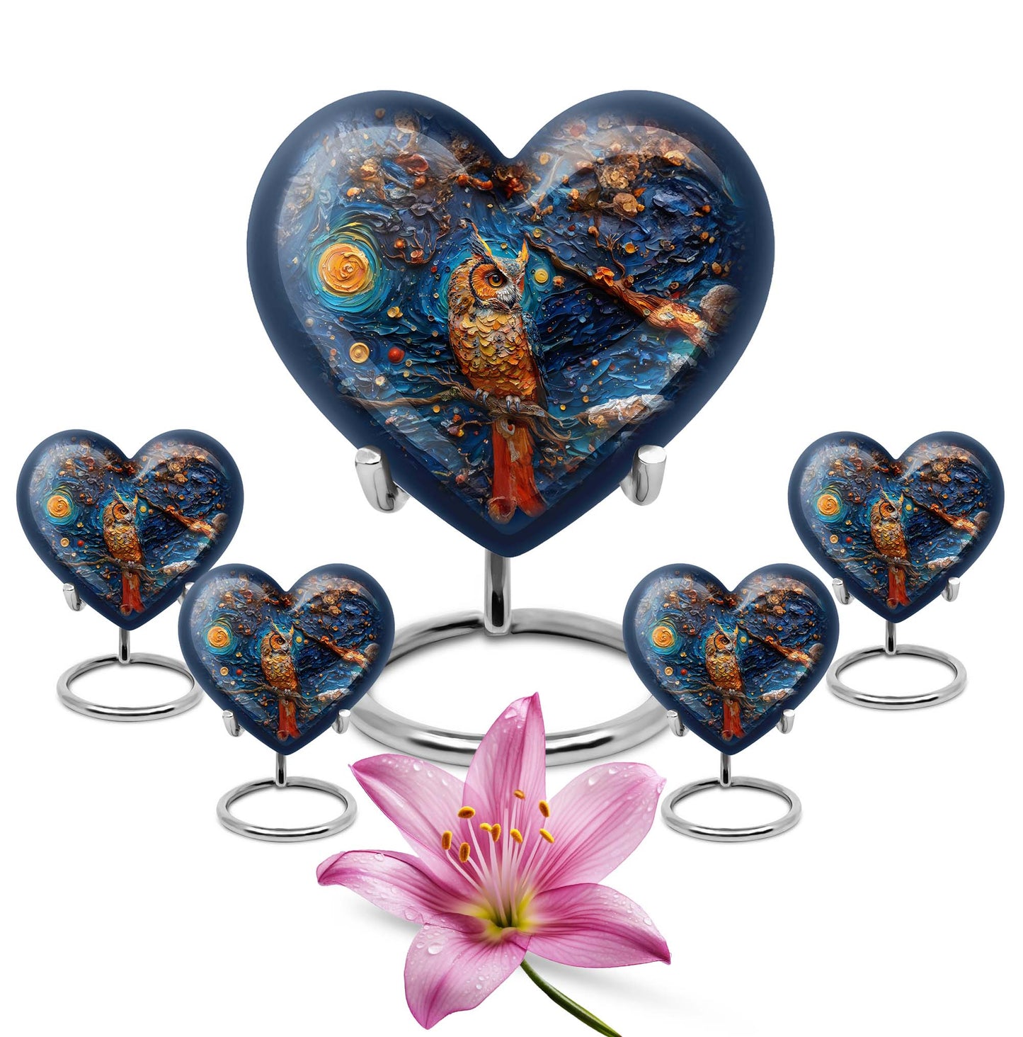 Owl Theme Large Urn With 4 Keepsake Urn