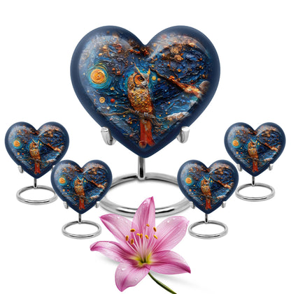 Owl Theme Large Urn With 4 Keepsake Urn