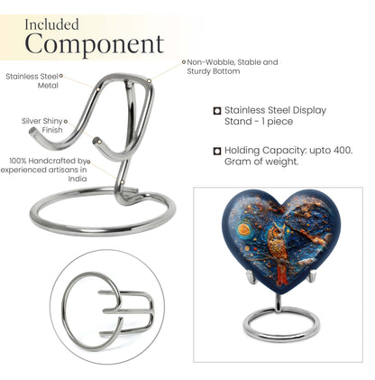 10-inch owl urn, heart-shaped aluminium burial cremation urn with wolf howling theme